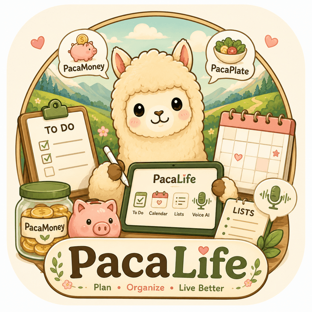 Paca the alpaca holding the PacaLife productivity tablet